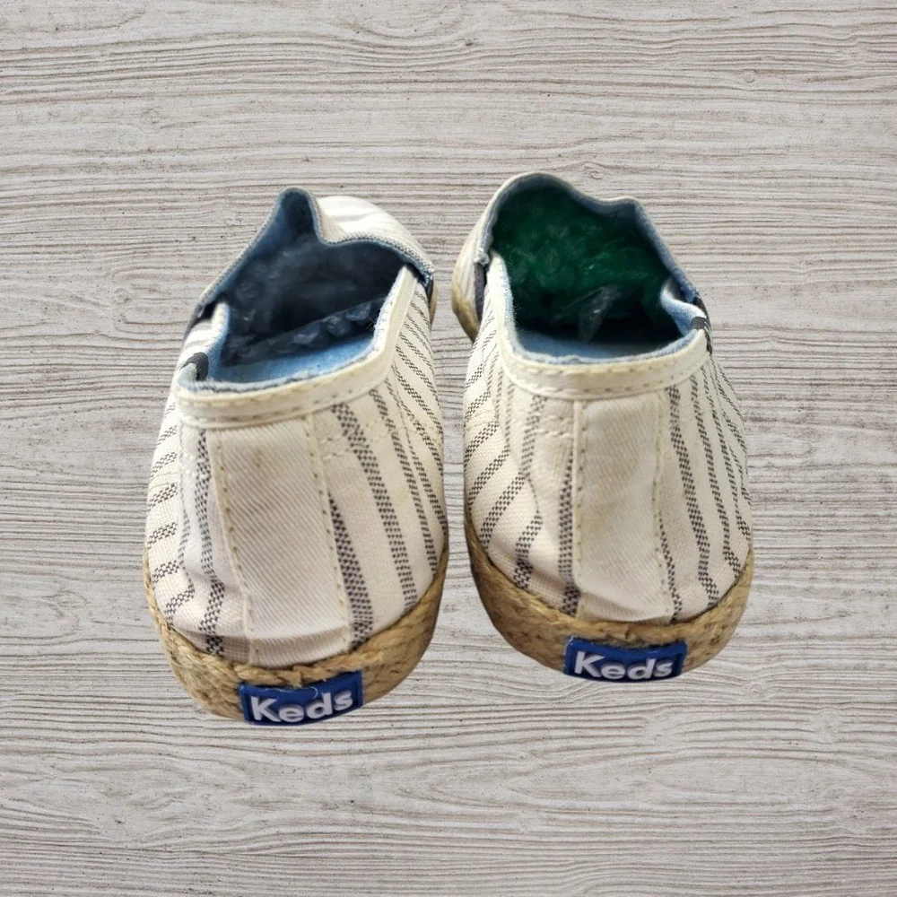 Keds Womens Striped Canvas‎ Espadrille Slip On Sneakers Cream Navy Size 10